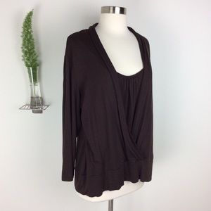 NWT Symmetry Gorgeous Brown Wrap Top Size XL